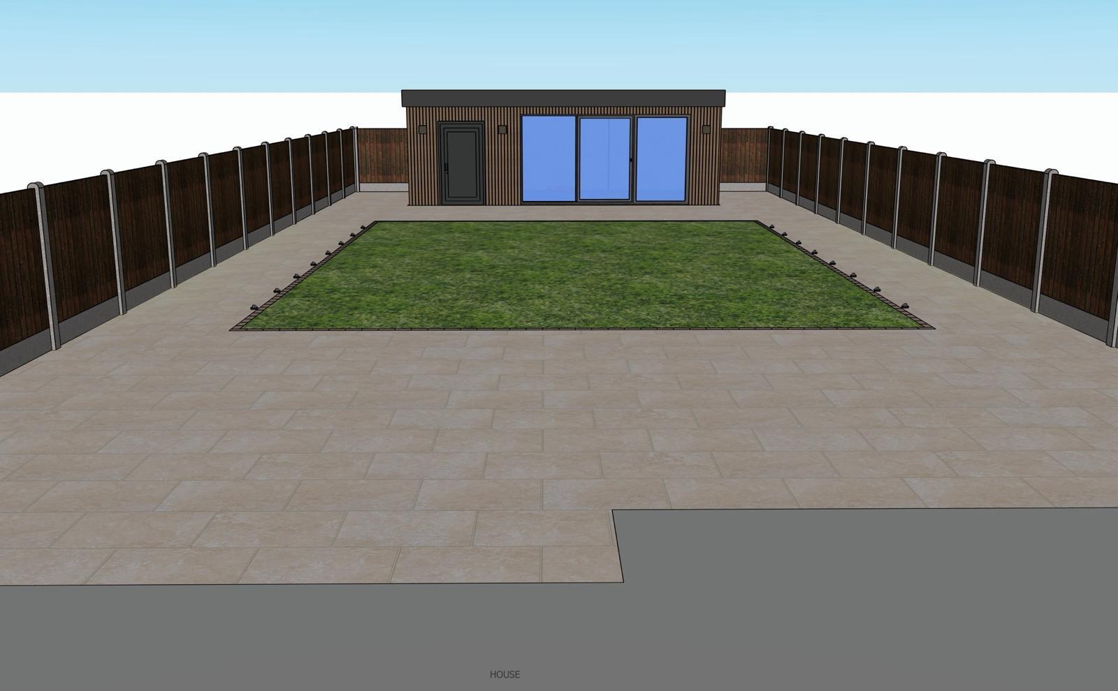 Classic swimming pool with garden room